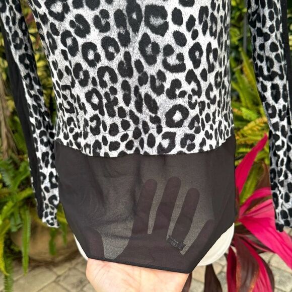 MICHAEL Michael Kors Cheetah Mixed Media Knit Top - Picture 5 of 9